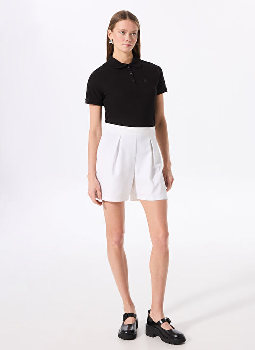 Fabrika Siyah Kadın Basic Polo T-Shirt DEEP    2