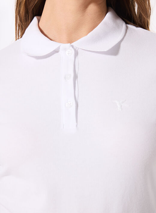 Fabrika Beyaz Kadın Basic Polo T-Shirt DEEP    4
