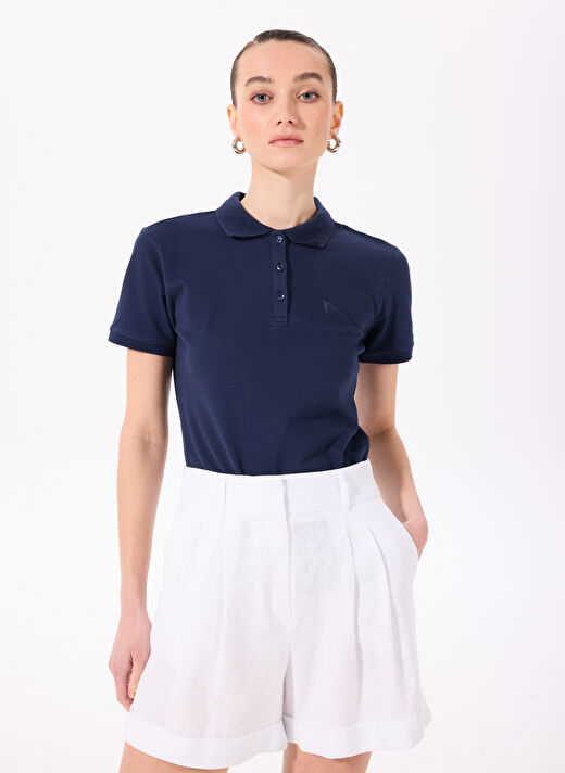 Fabrika Lacivert Kadın Basic Polo T-Shirt DEEP    3