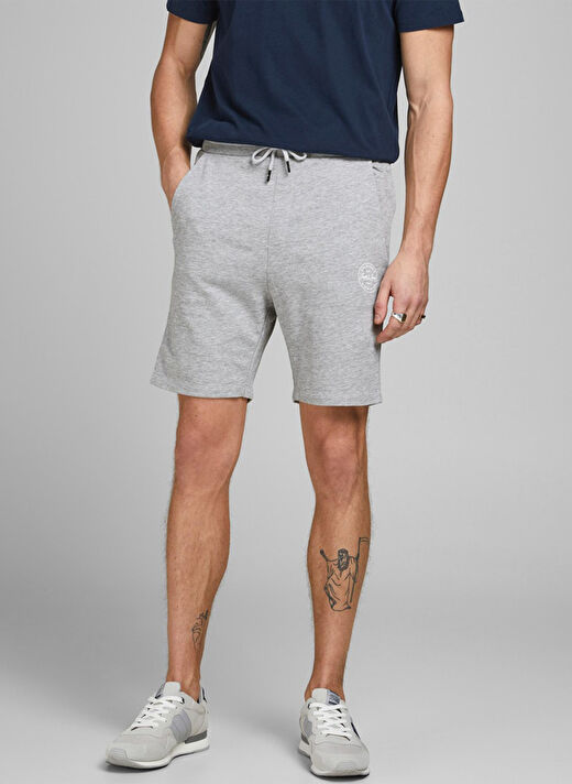Jack & Jones Gri Melanj Erkek Normal Kalıp Şort 12182595_JJI SHARK 4