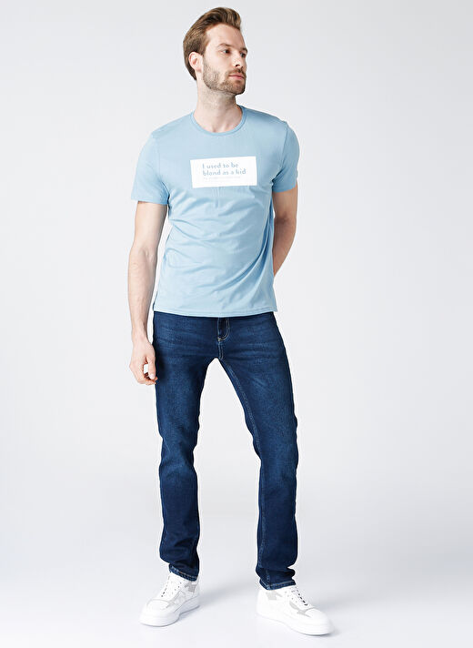 Turkish Dictionary O Yaka Mavi Erkek T-Shirt 2
