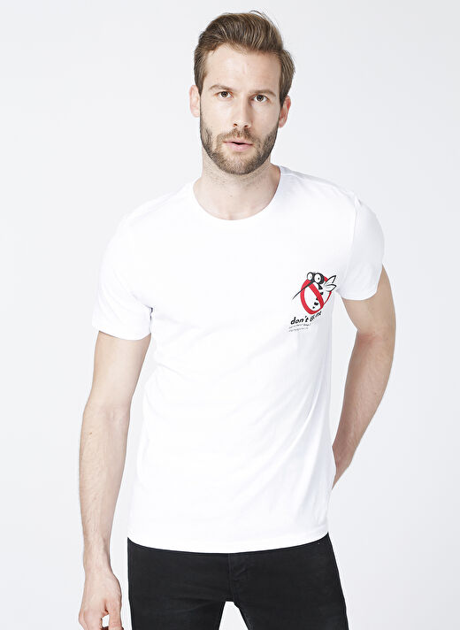 Turkish Dictionary O Yaka Beyaz Erkek T-Shirt 1