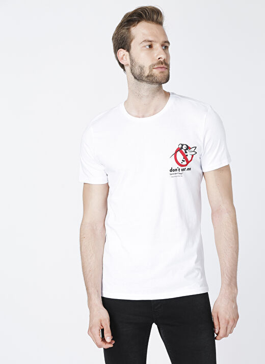 Turkish Dictionary O Yaka Beyaz Erkek T-Shirt 2