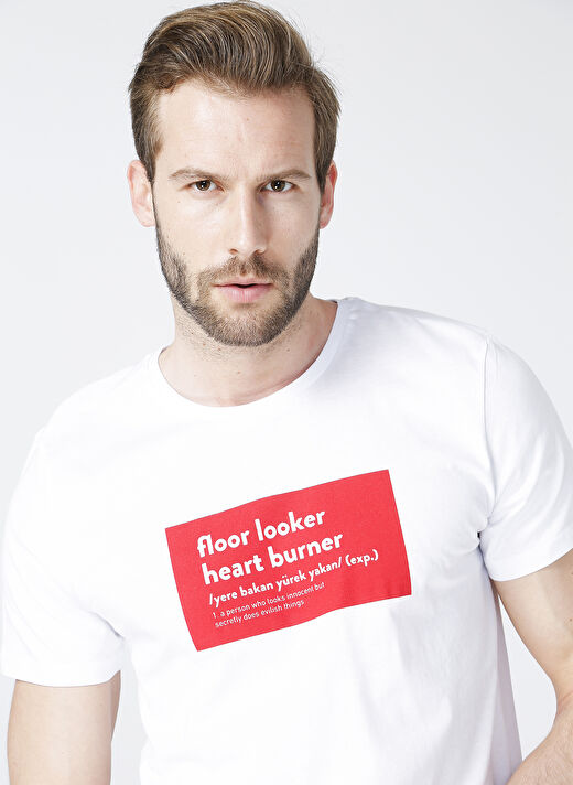 Turkish Dictionary O Yaka Beyaz Erkek T-Shirt 1