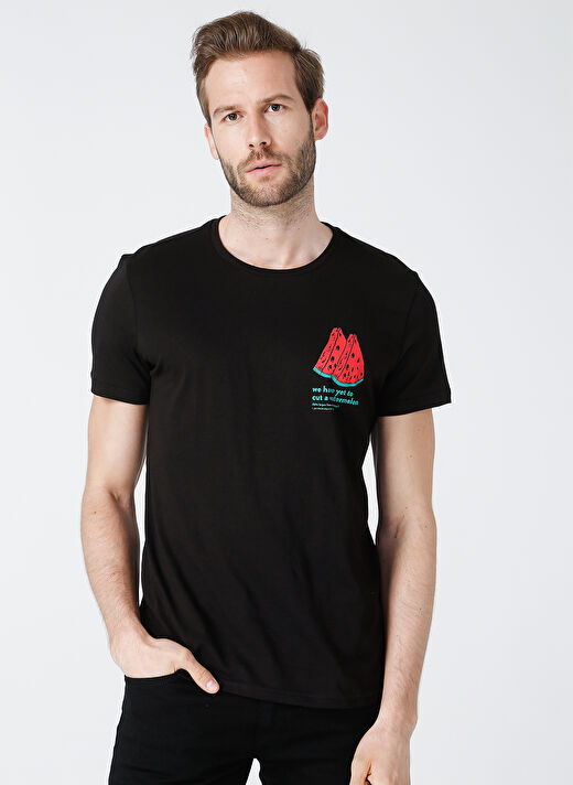 Turkish Dictionary O Yaka Siyah Erkek T-Shirt 2