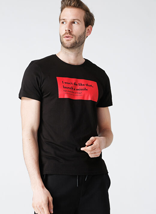 Turkish Dictionary O Yaka Siyah Erkek T-Shirt 3
