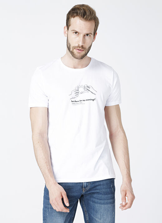 Turkish Dictionary O Yaka Beyaz Erkek T-Shirt 2
