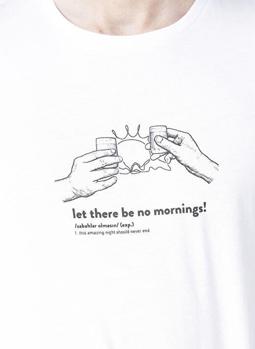 Turkish Dictionary O Yaka Beyaz Erkek T-Shirt 4