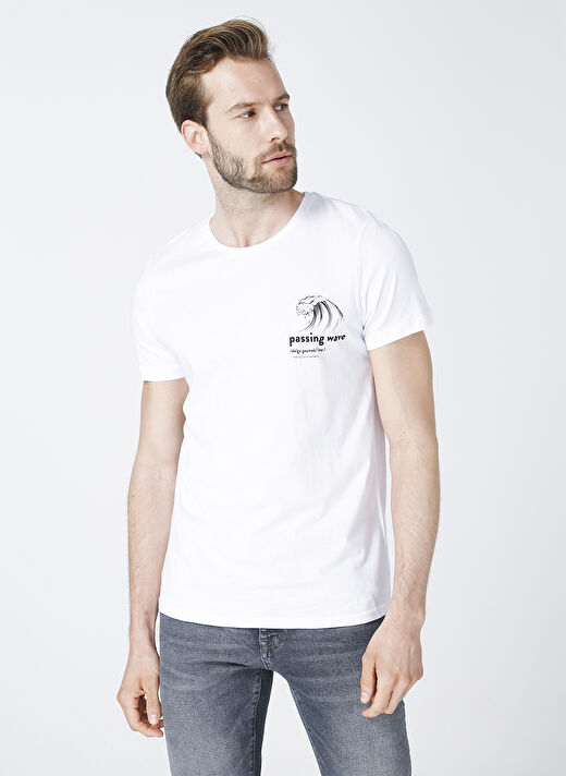 Turkish Dictionary O Yaka Beyaz Erkek T-Shirt 2