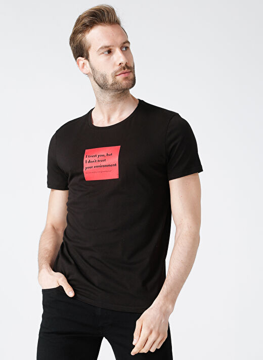 Turkish Dictionary O Yaka Siyah Erkek T-Shirt 3