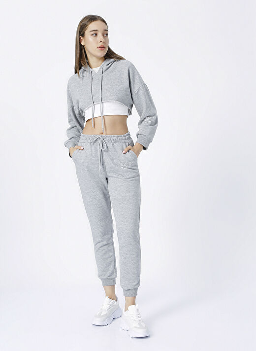 Fabrika Sports Kapüşonlu   Gri Melanj Kadın Sweatshirt 2