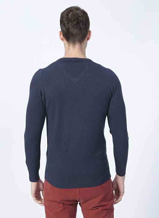 Polo Studio X Fabrika V Yaka Dar Kalıp Lacivert Erkek Kazak LOMBARD 4