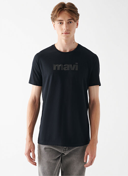 Mavi Bisiklet Yaka Düz Siyah Erkek T-Shirt 065199-900 MAVI BASKILI TISÖRT siyh 1