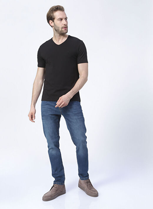 Fabrika Siyah Erkek Basic Modal T-Shirt ROMEO-V  2
