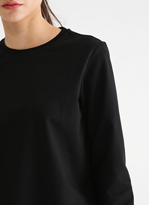 Fabrika Bisiklet Yaka  Basic Düz Siyah Kadın Sweatshirt  -  K-AGORA 4