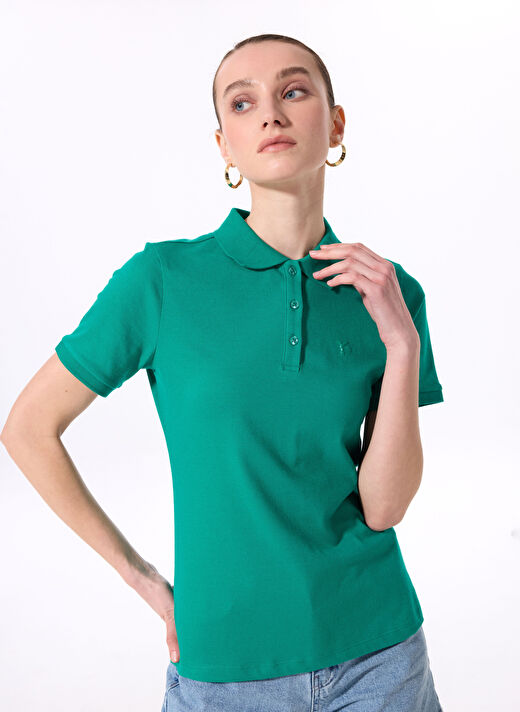 Fabrika Yeşil Kadın Basic Polo T-Shirt DEEP    1