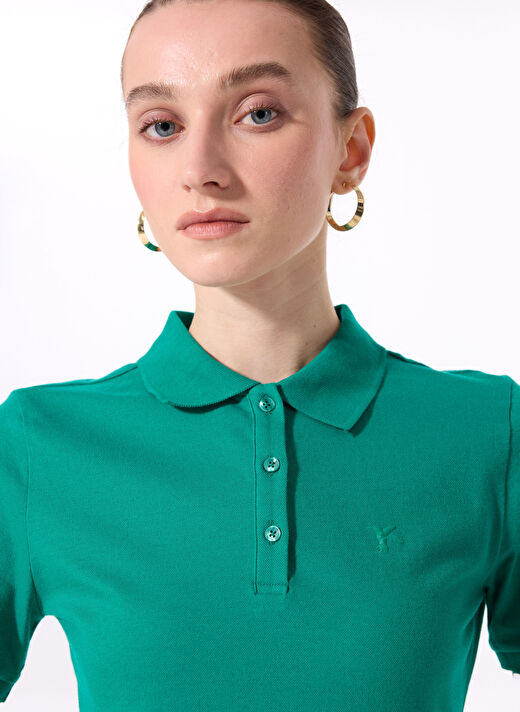 Fabrika Yeşil Kadın Basic Polo T-Shirt DEEP    2