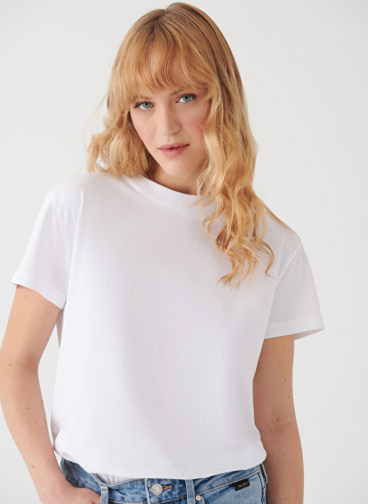 Mavi Bisiklet Yaka Beyaz Kadın T-Shirt M1600955-620 2