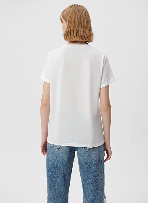 Mavi M1610222-620 Bisiklet Yaka   Normal Kalıp Beyaz Kadın T-Shirt 3