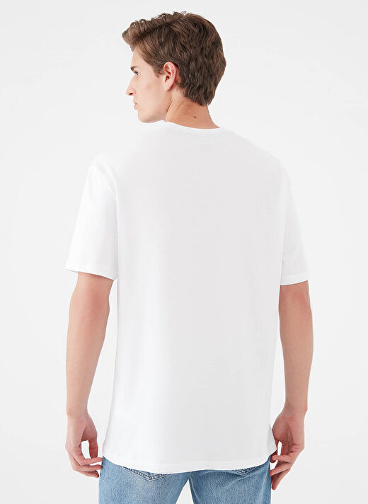 Mavi M067074-620 Bisiklet Yaka    Loose Fit Düz Beyaz Erkek T-Shirt 4