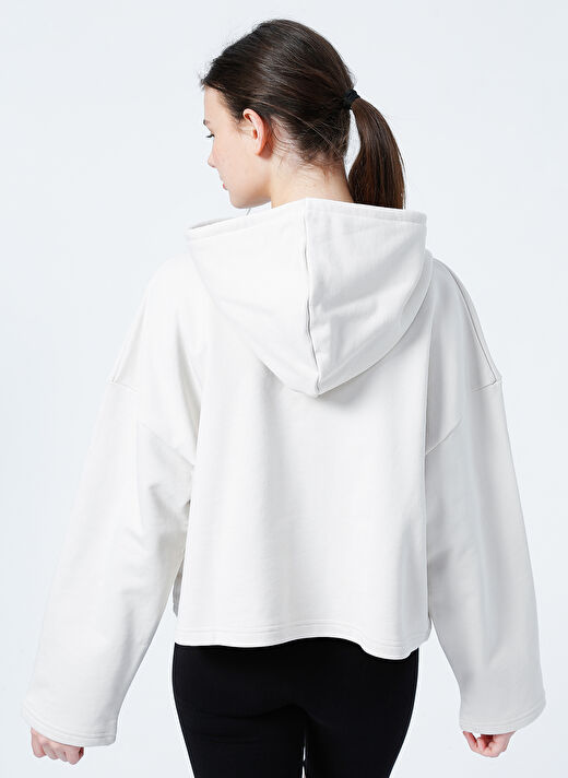 JJXX Kapüşonlu  Oversize Düz Krem Kadın Sweatshirt  -  Jxcarla Ls Oversize Hoodie By 4