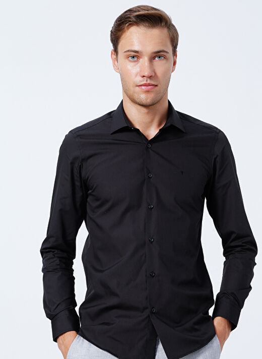 Altınyıldız Classics Slim Fit Siyah Erkek Klasik Gömlek 4A2000000021 3