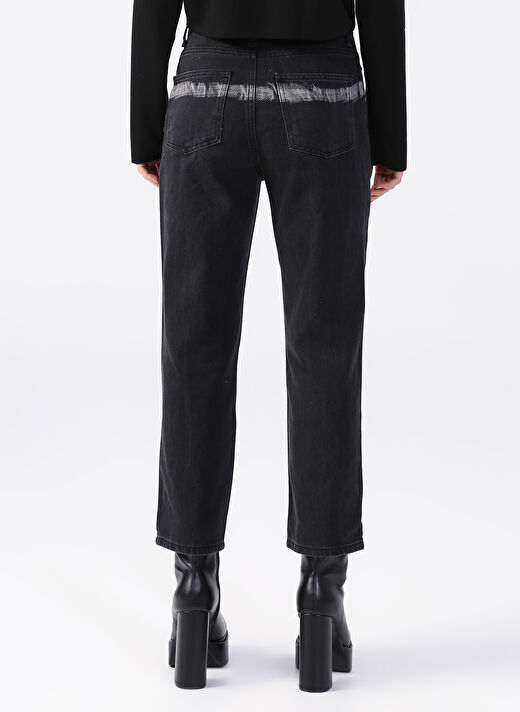 Black On Black  Siyah Bol Kesim Batik Çizgi Detaylı Kadın Denim Pantolon K-KEVA 4
