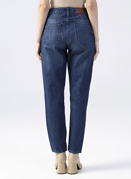 Fabrika Orta Bel Straight Paça Havuç İndigo Kadın Denim Pantolon FERRO 4