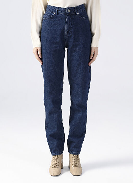 Fabrika Yüksek Bel İndigo Mom Fit Kadın Denim Pantolon TERRA-2 2