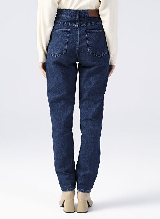 Fabrika Yüksek Bel İndigo Mom Fit Kadın Denim Pantolon TERRA-2 4