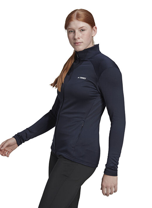adidas HH9043 W EveryHi FZ Fl Lacivert Kadın Dik Yaka Normal Kalıp Polar Sweatshırt  2