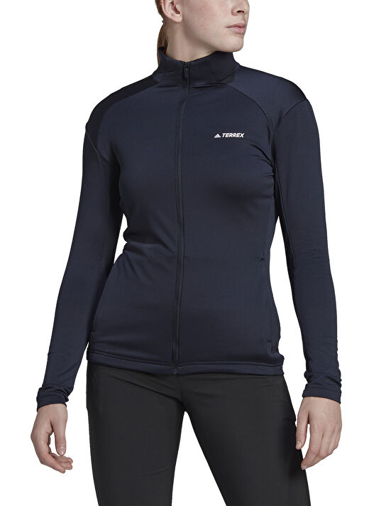 adidas HH9043 W EveryHi FZ Fl Lacivert Kadın Dik Yaka Normal Kalıp Polar Sweatshırt  4