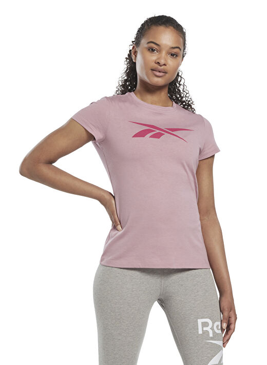 Reebok Bisiklet Yaka Düz Lila Kadın T-Shirt HK6982 TE Graphic Vector Tee 1