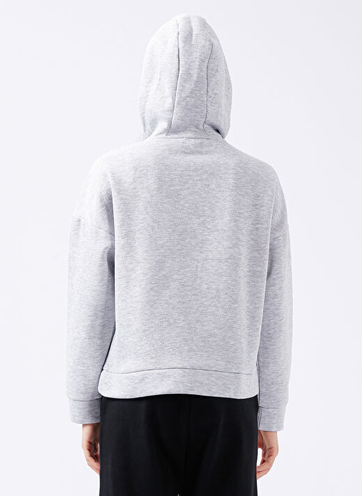 Black On Black Kapüşon Yaka Düz Gri Melanj Kadın Sweatshırt K-MELIA 4
