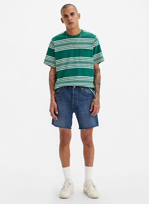 Levis Yüksek Bel Straight Koyu Lacivert Erkek Şort 501 93 SHORTS Z1361 DARK IND WORN 1