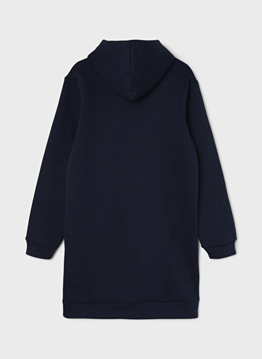 Lmtd Lacivert Kız Çocuk Fermuarlı Uzun Kollu Rahat Düz Elbise NLFOPAL LS SWEAT DRESS W HOOD  2