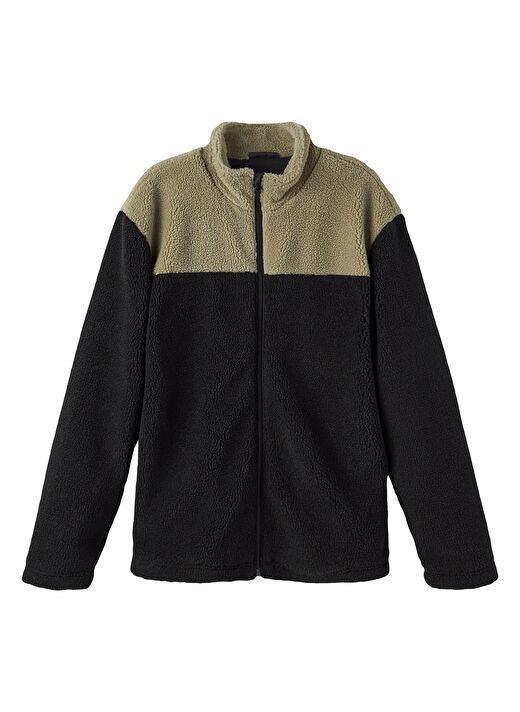 Lmtd Siyah Erkek Çocuk Dik Yaka Uzun Kollu Düz Yelek NLMNEDDY TEDDY JACKET   1