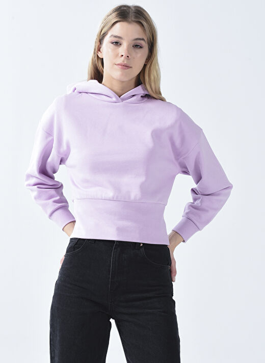 Lmtd Pembe Kız Çocuk Kapüşonlu Uzun Kollu Düz Sweatshirt NLFNOTALI SHORT BRU SWEAT W. HOOD   2