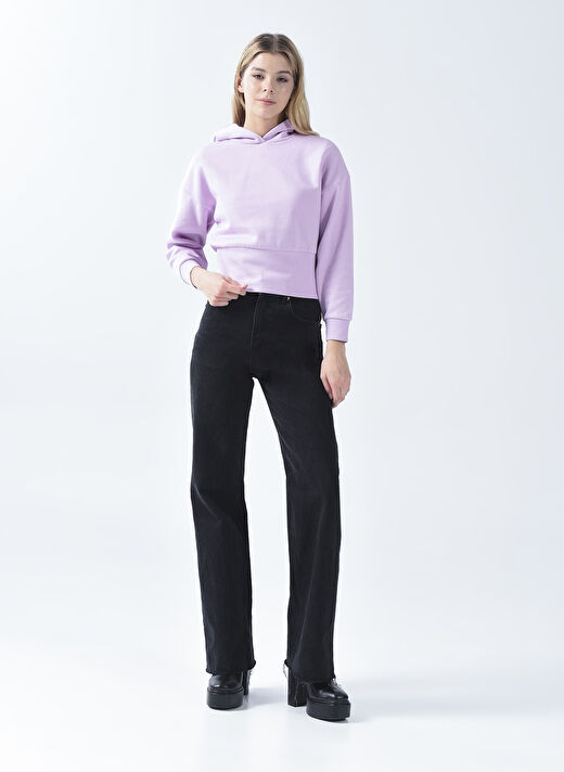 Lmtd Pembe Kız Çocuk Kapüşonlu Uzun Kollu Düz Sweatshirt NLFNOTALI SHORT BRU SWEAT W. HOOD   3