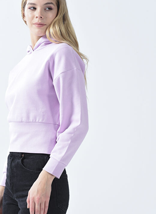 Lmtd Pembe Kız Çocuk Kapüşonlu Uzun Kollu Düz Sweatshirt NLFNOTALI SHORT BRU SWEAT W. HOOD   4