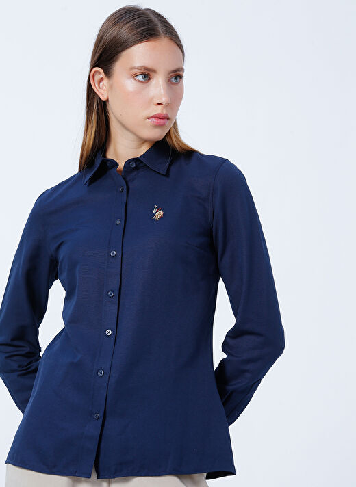 U.S. Polo Assn. Gömlek Yaka Düz Lacivert Kadın Gömlek WOXCOLOR022K 3