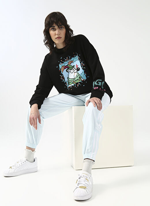 Fluffy Kapüşonlu Oversize Siyah Kadın Sweatshirt FFY-30 2