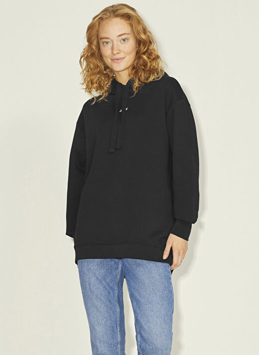 JJXX Yuvarlak Yaka Düz Siyah Kadın Sweatshırt 12200382 3