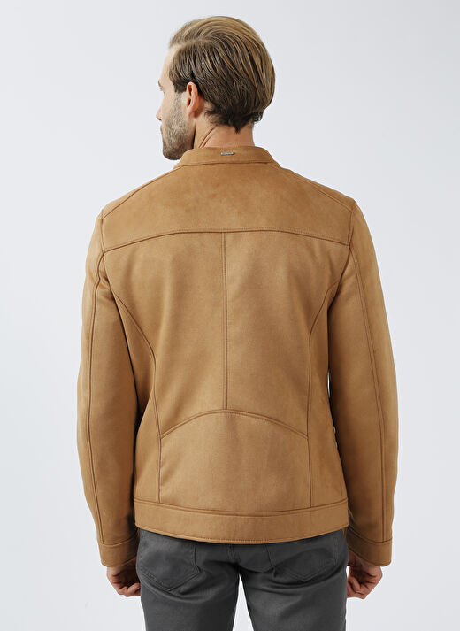 Vizon Erkek Dik Yaka Slim Fit Deri Mont PCSE107 4