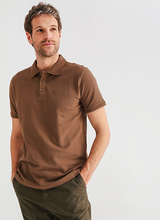 Fabrika Comfort Polo Yaka Düz Kahve Erkek T-Shirt CM NOBRO K CEPSIZ 2