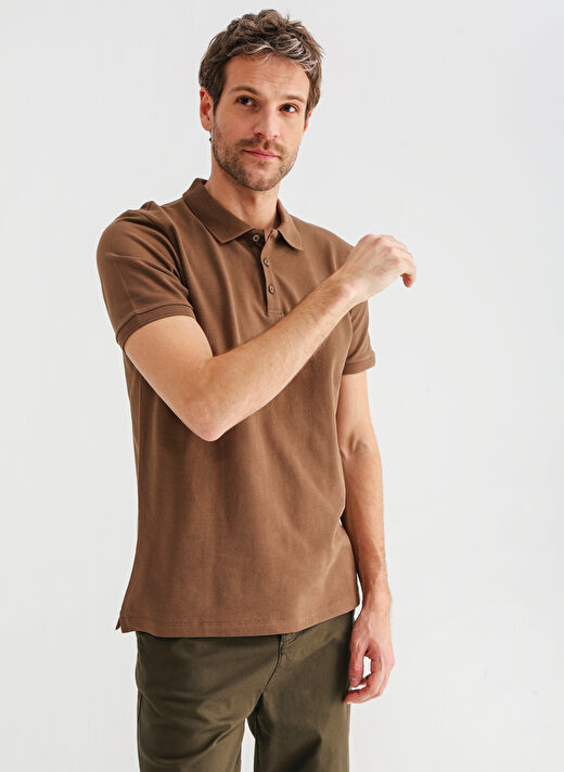 Fabrika Comfort Polo Yaka Düz Kahve Erkek T-Shirt CM NOBRO K CEPSIZ 3