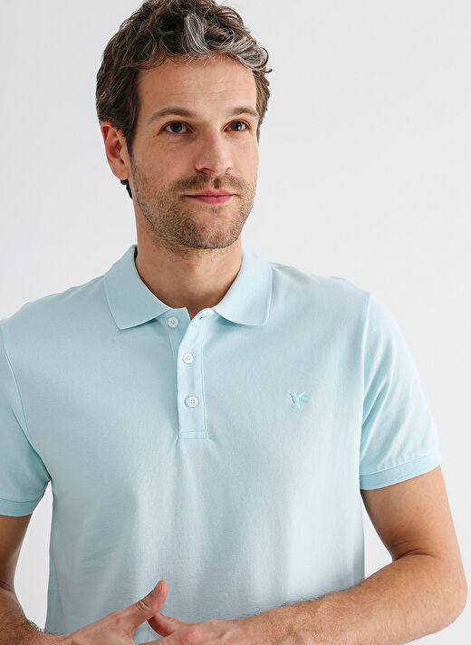 Fabrika Polo Yaka Düz Turkuaz Erkek T-Shirt LEGOLAS Y 2