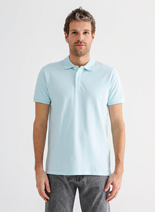 Fabrika Polo Yaka Düz Turkuaz Erkek T-Shirt LEGOLAS Y 3