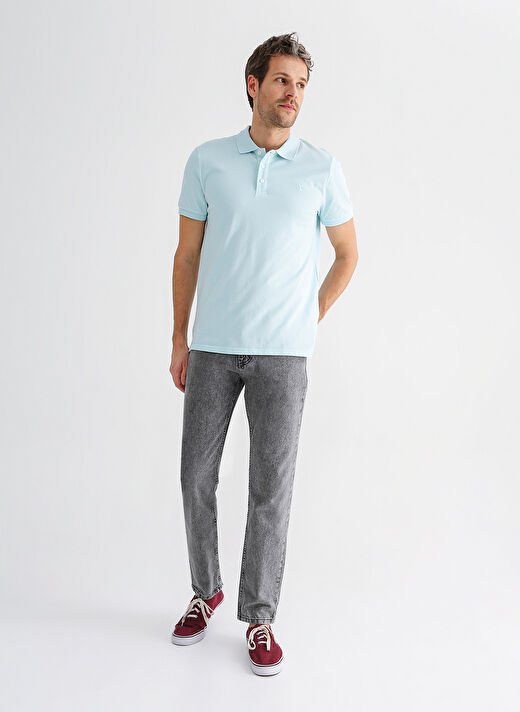 Fabrika Polo Yaka Düz Turkuaz Erkek T-Shirt LEGOLAS Y 4