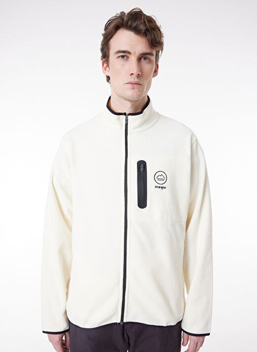 Wrangler  Regular Fit  Ekru Erkek Şardonlu Polar Sweatshirt W222579104  3